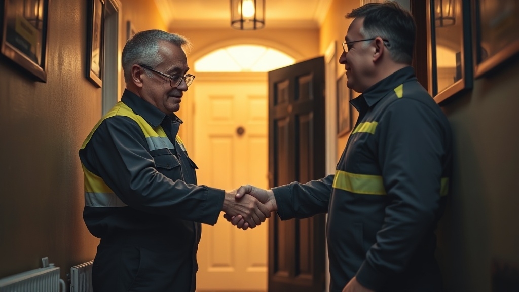 Engineer shaking hands with a Hampton homeowner after locating their leak